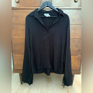 Princess Polly Black Flared Sleeve Button Down Top